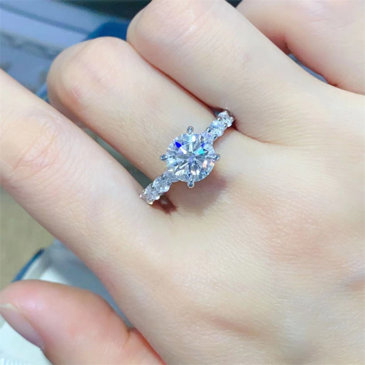 2 Carat Brilliant Round Cut Sparkala™ Half Eternity Platinum Over Pure Sterling Silver Ring by Sparkala