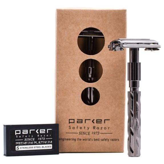 Parker 22R Gunmetal Long Handle Butterfly Safety Razor by Pasteur Pharmacy