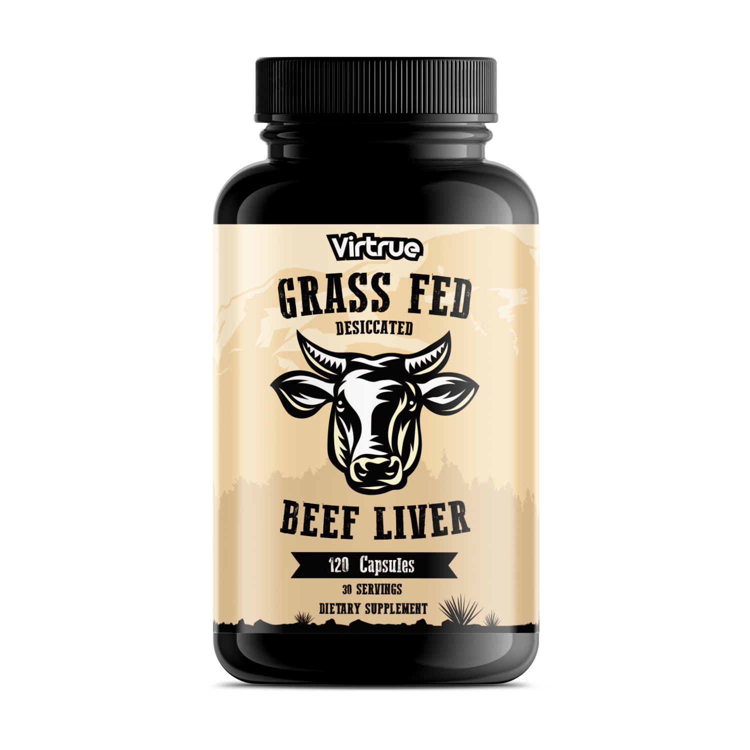 Grass Fed Desiccated Beef Liver Capsules by Virtrue