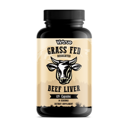 Grass Fed Desiccated Beef Liver Capsules by Virtrue