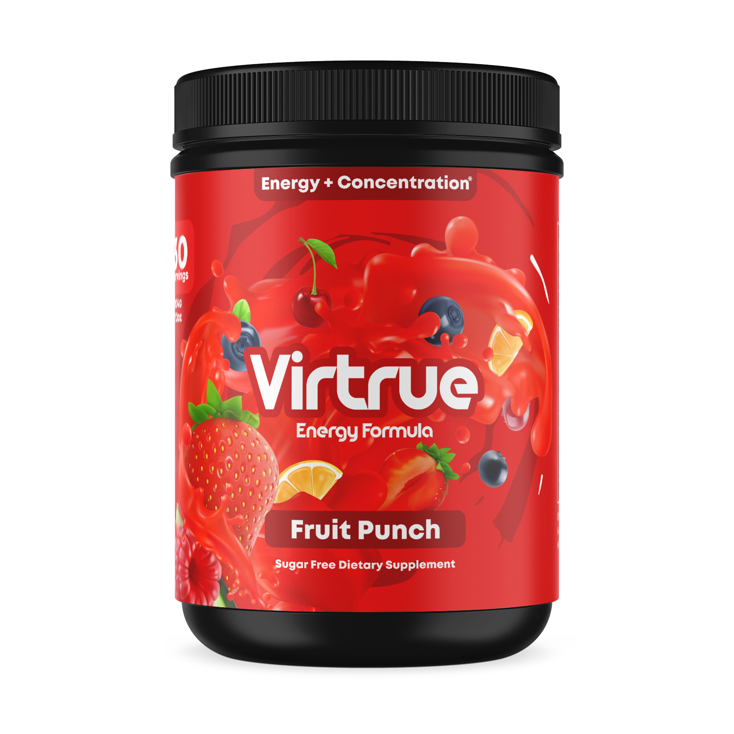 Fruit Punch Pre-Workout Energy Powder + Focus Boost &amp; Hydration | Sugar Free by Virtrue