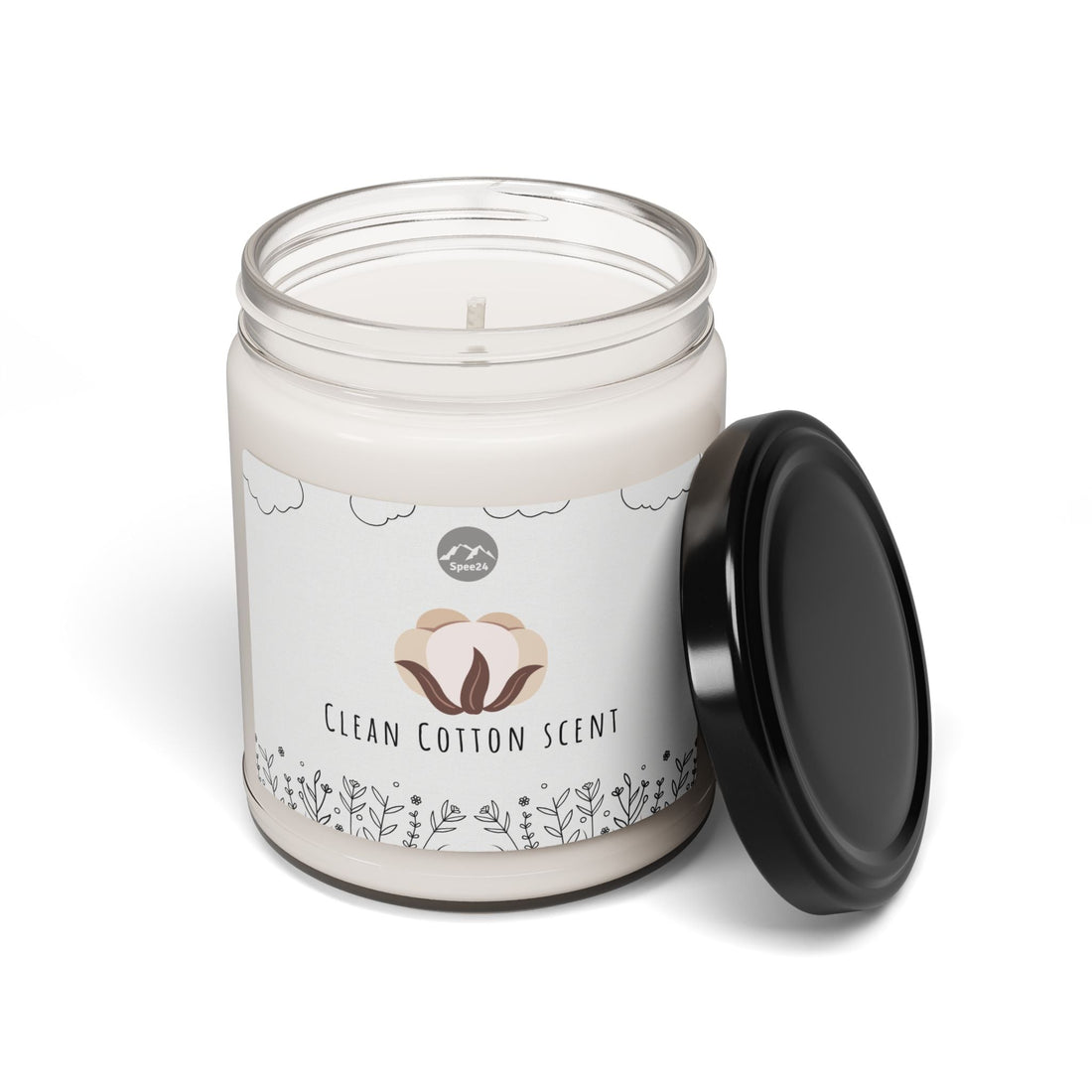 Clean Cotton Scented Soy Candle, Aromatherapy Candle, Home Decor Gift, Eco-Friendly Candle, Relaxation Candle, Candle for Stress Relief-- 9oz by Spee24, LLC