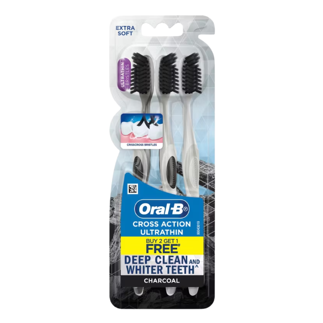 ORAL-B Extra Soft Charcoal Toothbrushes 3 Pack by Farmacias Savia