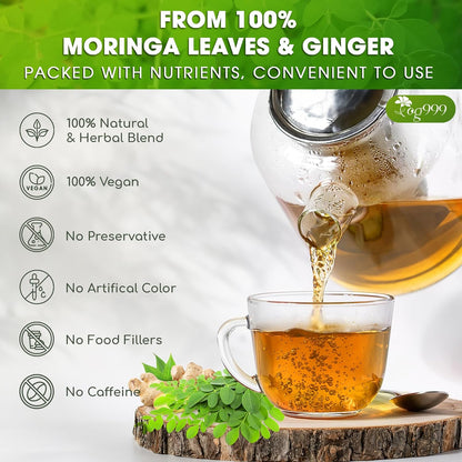 Premium Moringa Ginger Herbal Tea by FreshDrinkUS - Natural and Premium Herbal Tea