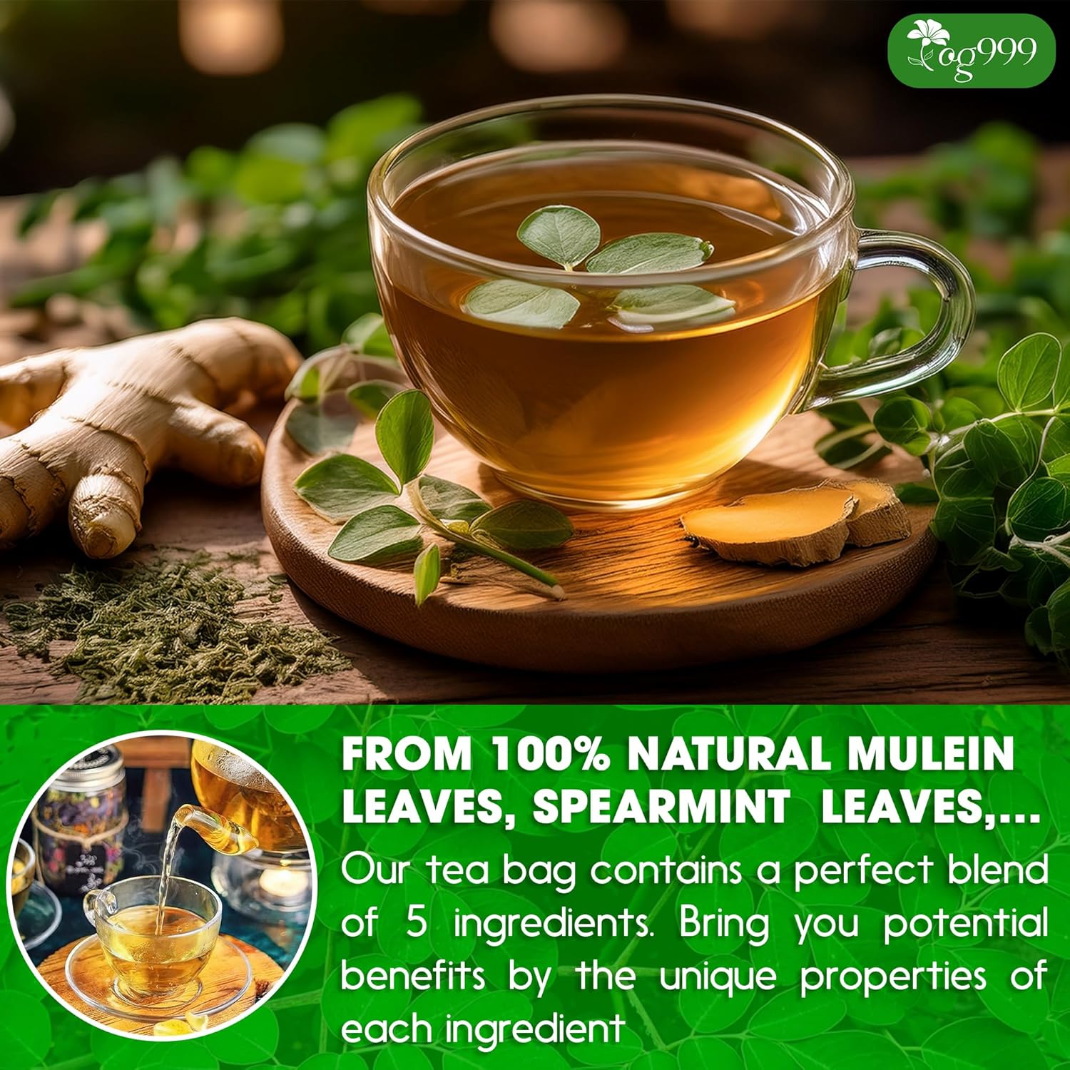 Super Moringa Herbal Tea, Improve Digestion, Support Brain, Weight, Skin and Sleep, Eco-Conscious Tea Bags by FreshDrinkUS - Natural and Premium Herbal Tea