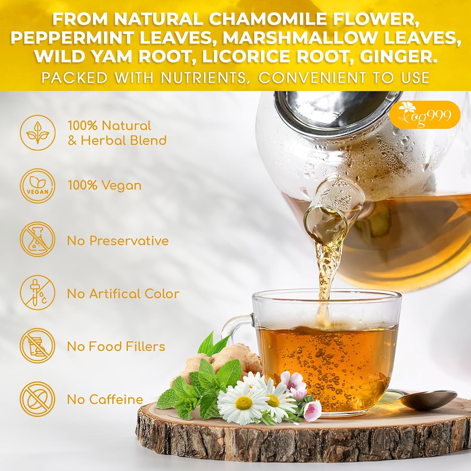 Premium Diverticulitis Tea Bags | 100% Natural Chamomile, Peppermint, Marshmallow Leaf, Wild Yam Root, Licorice &amp; Ginger Herbal Blend by FreshDrinkUS - Natural and Premium Herbal Tea