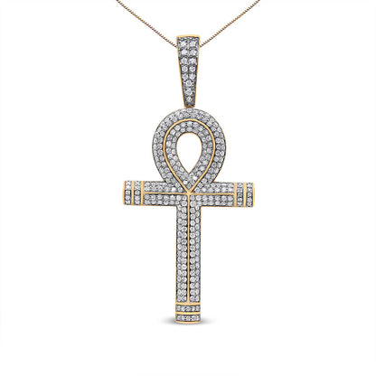 10K Yellow Gold 1 7/8 Cttw Round Diamond Ankh Men&