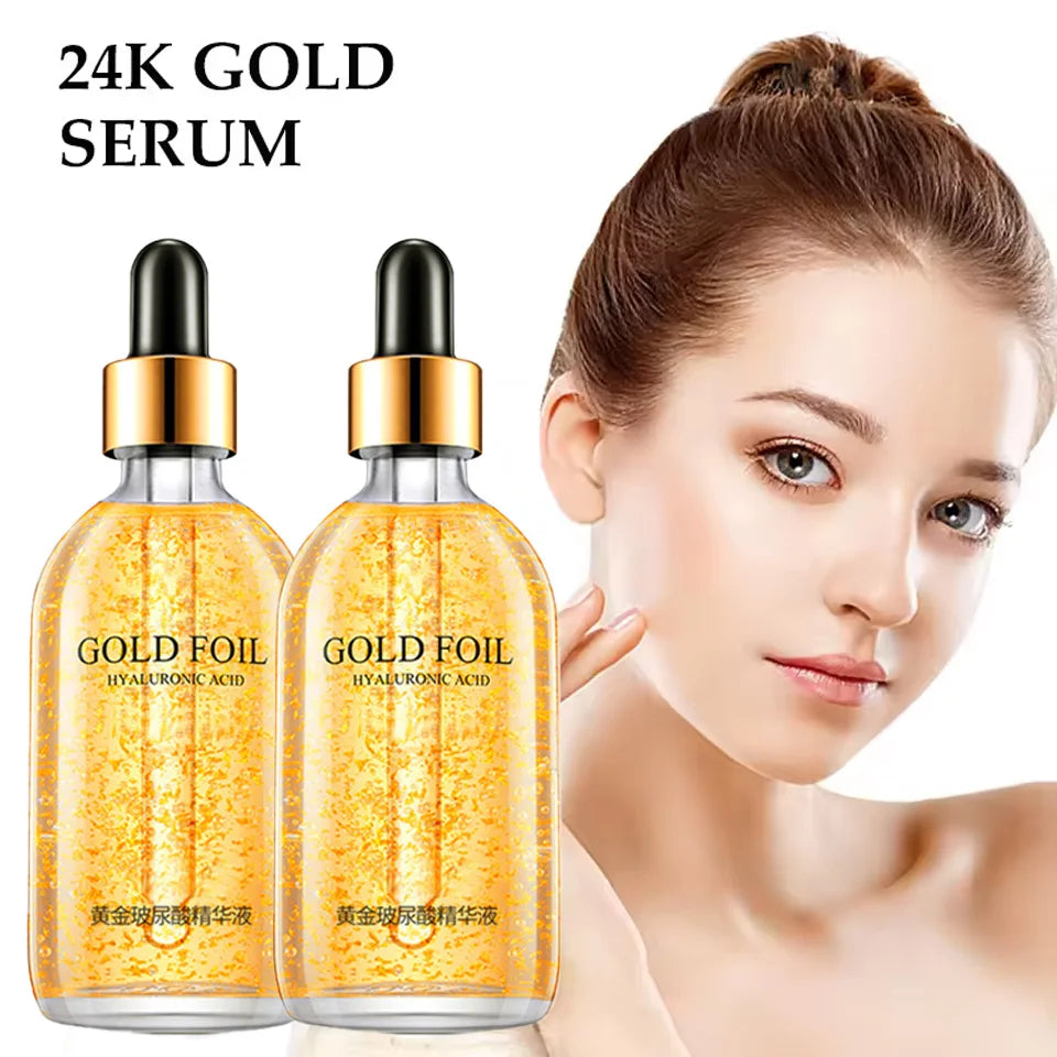24K Gold Hyaluronic Acid Serum for Face Anti-Wrinkle Anti-Aging Brightening Moisturizing Skincare Facial Serum Essence Face Care by Korean Skin Care