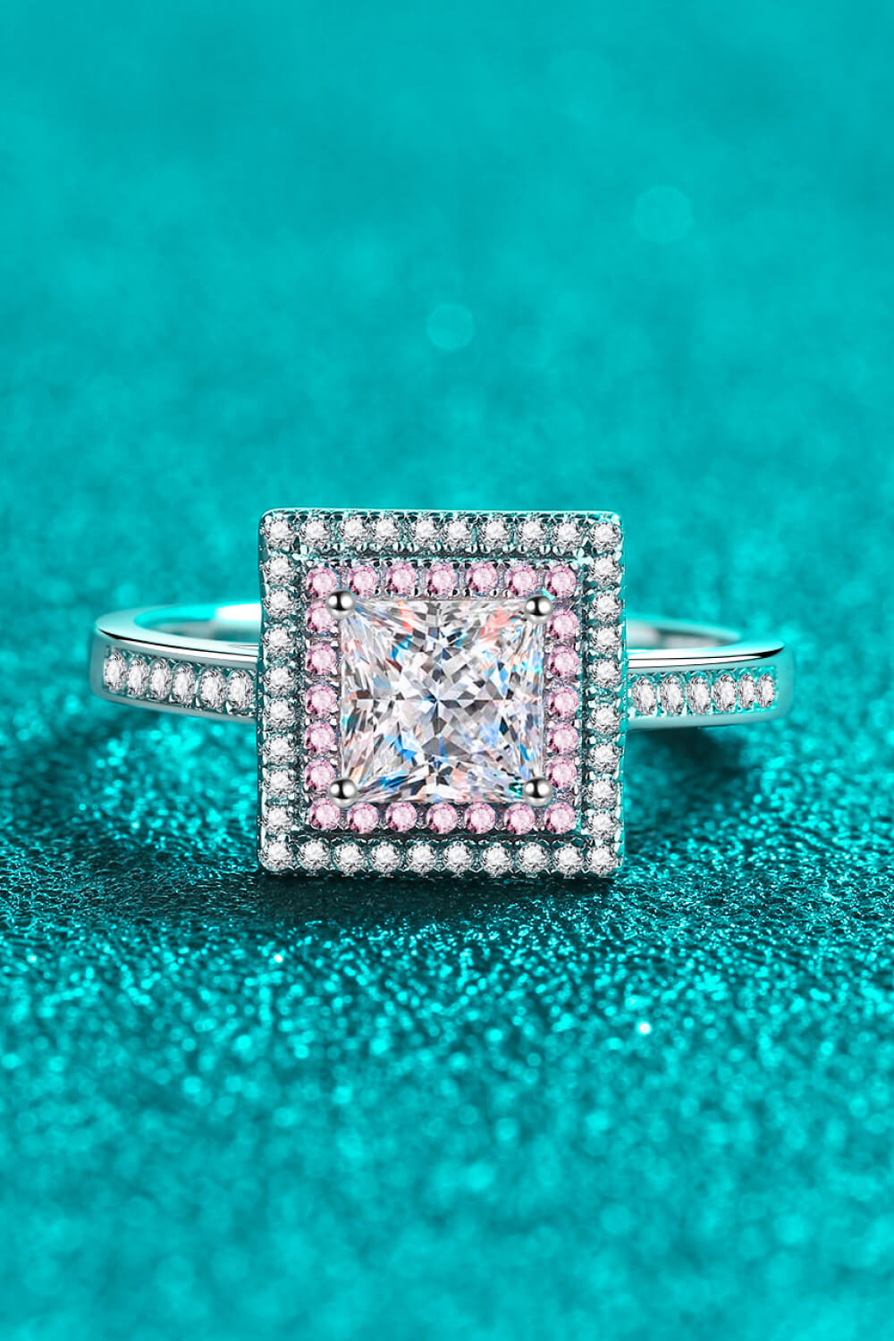 Stay Elegant 1 Carat Two-Tone Pink Princess-Cut Sparkala™ Ring (Platinum Over Pure Sterling Silver) by Sparkala