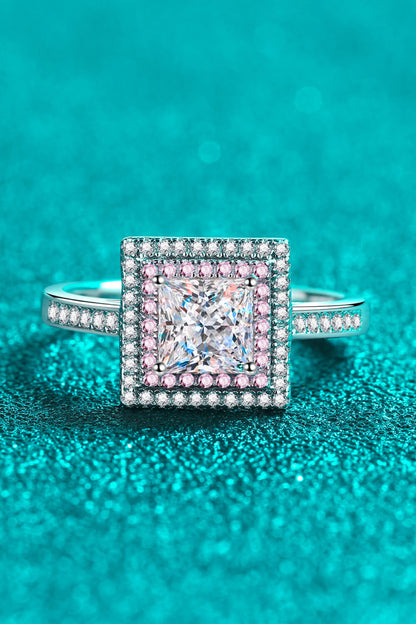 Stay Elegant 1 Carat Two-Tone Pink Princess-Cut Sparkala™ Ring (Platinum Over Pure Sterling Silver) by Sparkala