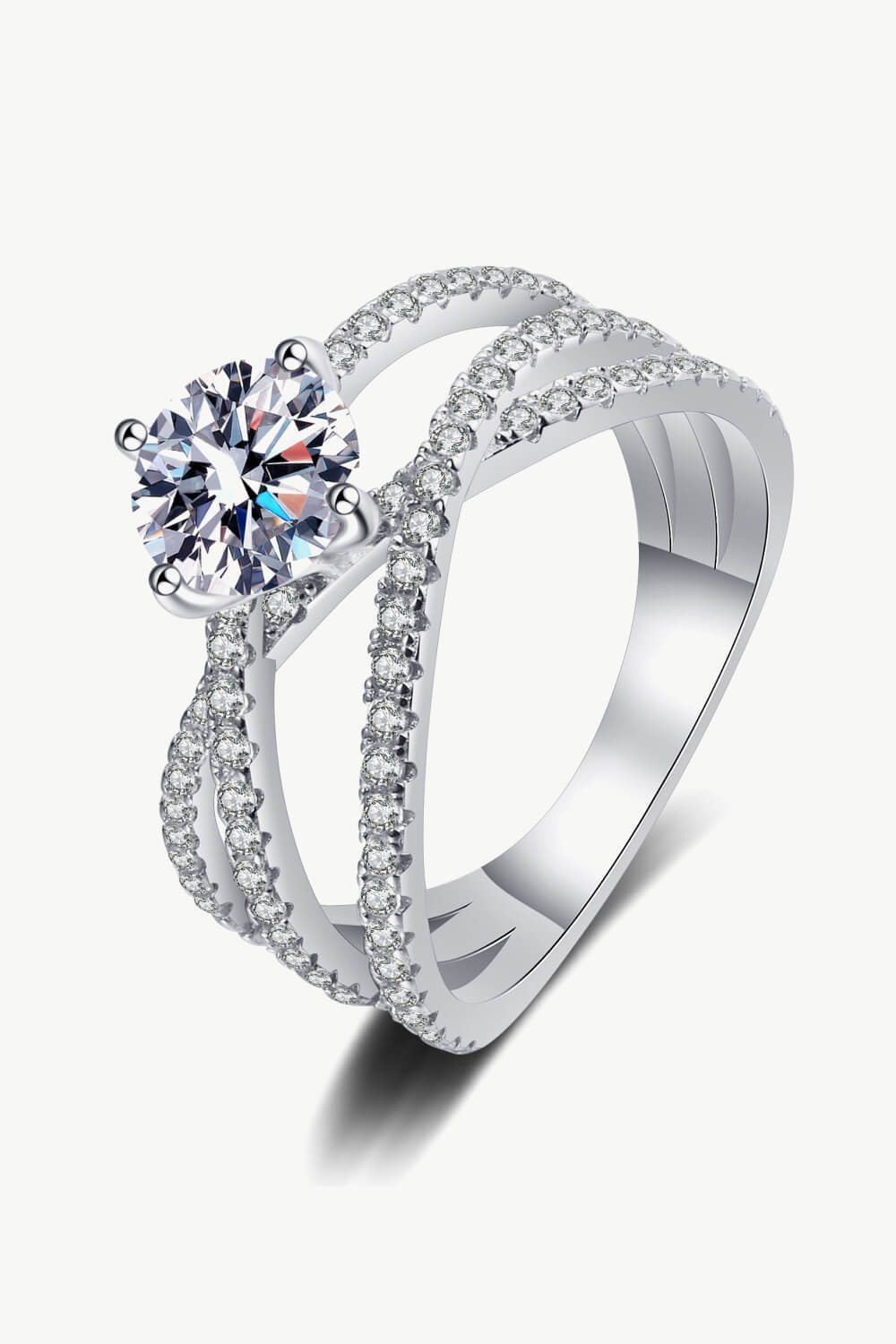 1 Carat Brilliant Round Cut Sparkala™ Crisscross Pure sterling silver Ring by Sparkala