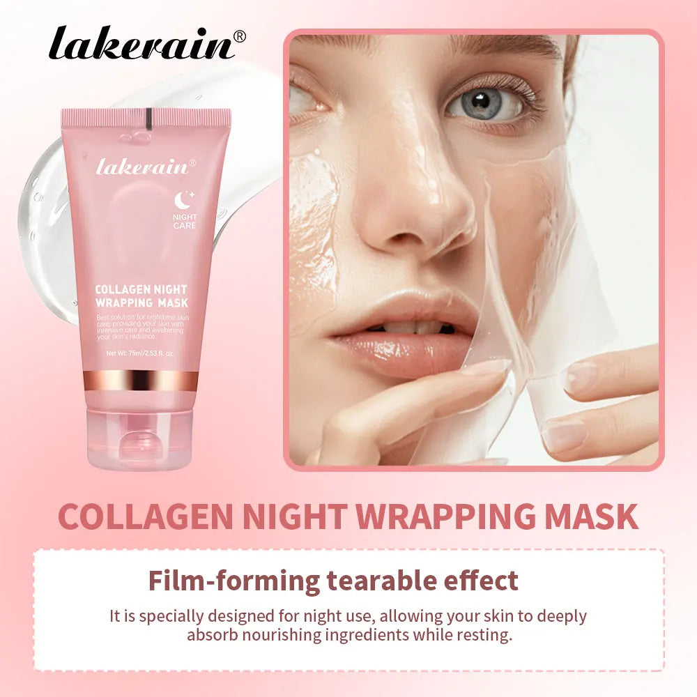 Collagen Overnight Wrapping Peel off Facial Mask Korean Collagen Night Wrapping Mask Deeply Hydrates Night Care Mask Cream 75Ml by Korean Skin Care