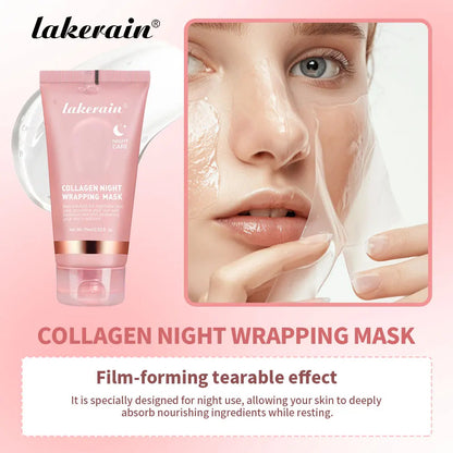 Collagen Overnight Wrapping Peel off Facial Mask Korean Collagen Night Wrapping Mask Deeply Hydrates Night Care Mask Cream 75Ml by Korean Skin Care