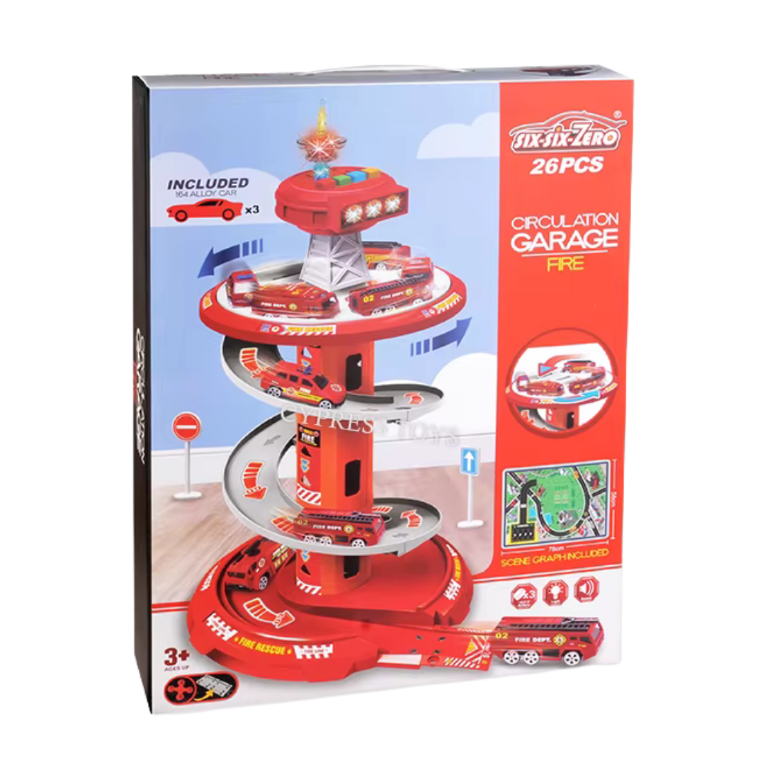 Six Six Zero Fire Rescue Circulation Garage Spiral Track (26 Pcs) by Farmacias Savia