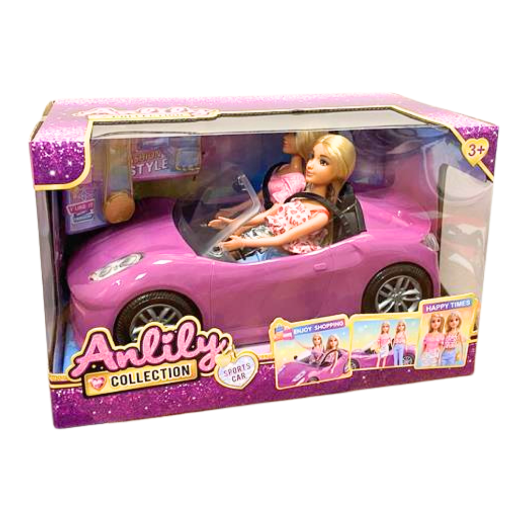 Anlily Collection Sports Car with Two Fashion Dolls Playset by Farmacias Savia