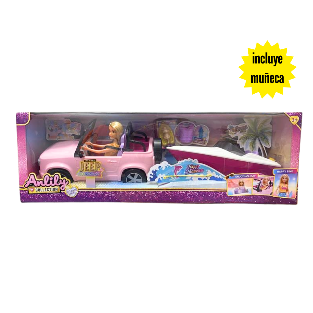 Anlily Off-Road Jeep &amp; Boat Doll Playset (11.5in) by Farmacias Savia