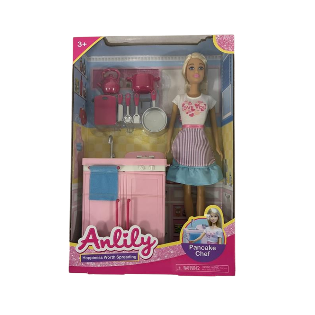 Anlily Pancake Chef Doll Playset with Kitchen Unit by Farmacias Savia