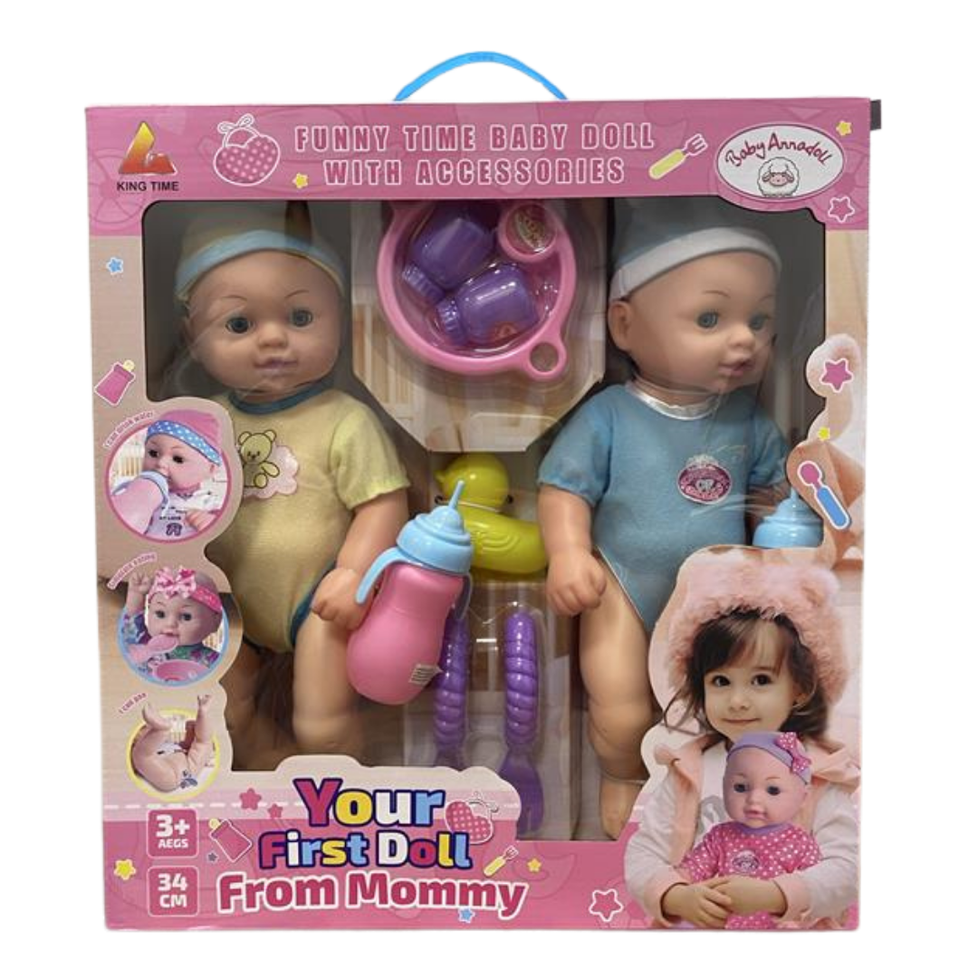 King Time Your First Doll From Mommy Twins Set (Yellow &amp; Blue) by Farmacias Savia