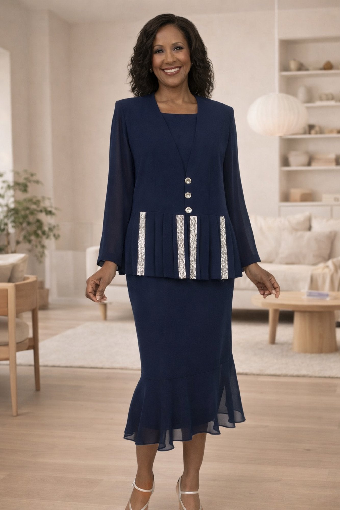 CLEARANCE - Hosanna 5267 Modest 3-Piece Set Ankle Length Dress (Size 3XL) by DiscountDressShop