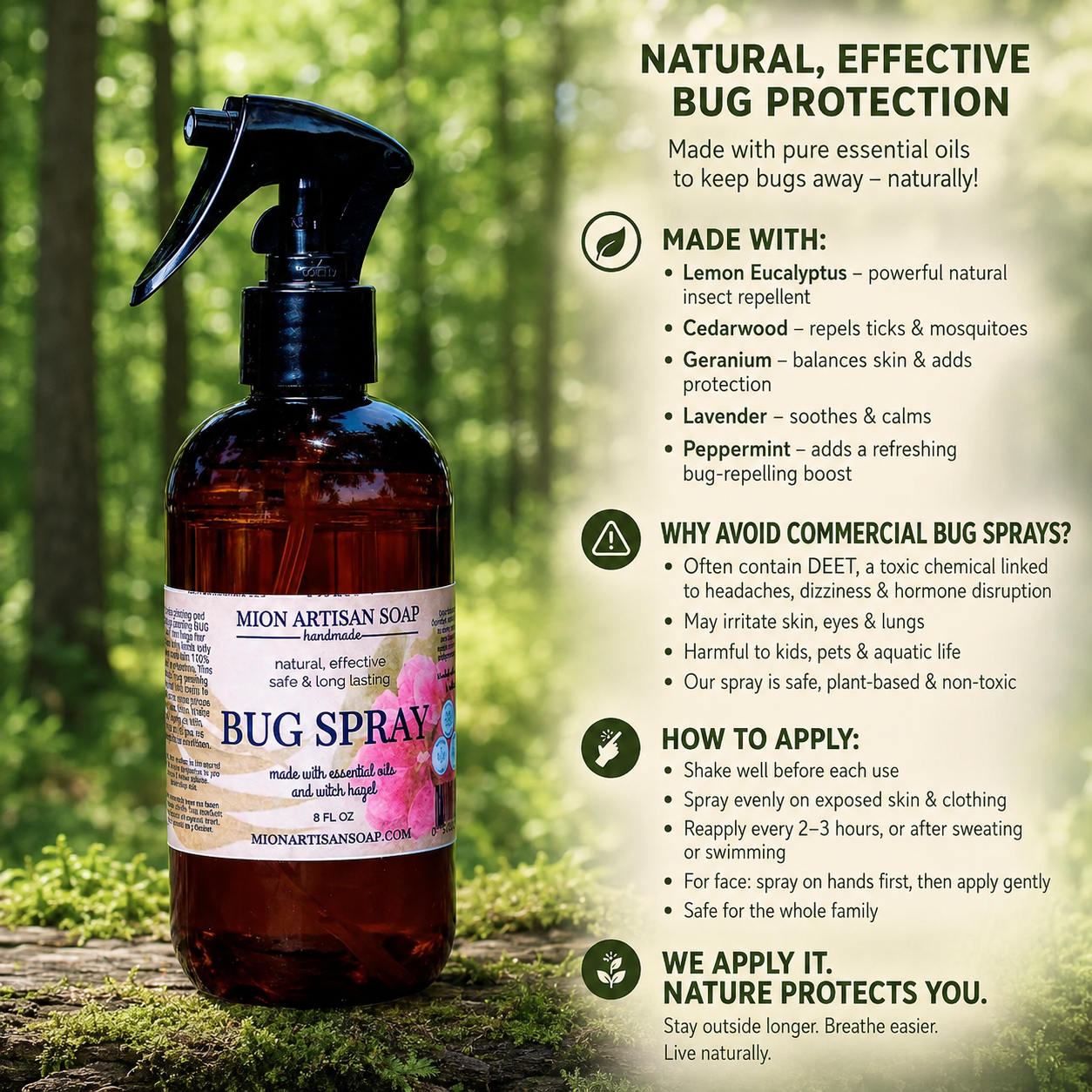 Bug Spray | Made With Essential Oils | 100% Natural by MION Artisan Soap Co.