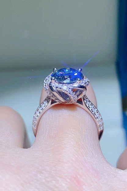 2 Carat Cobalt Blue Blue Brilliant Round Cut Sparkala™ Platinum Over Pure Sterling Silver Ring by Sparkala