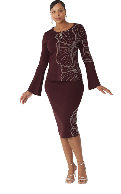 Floral Rhinestone Knit Skirt Set - 5345 by Tally Taylor