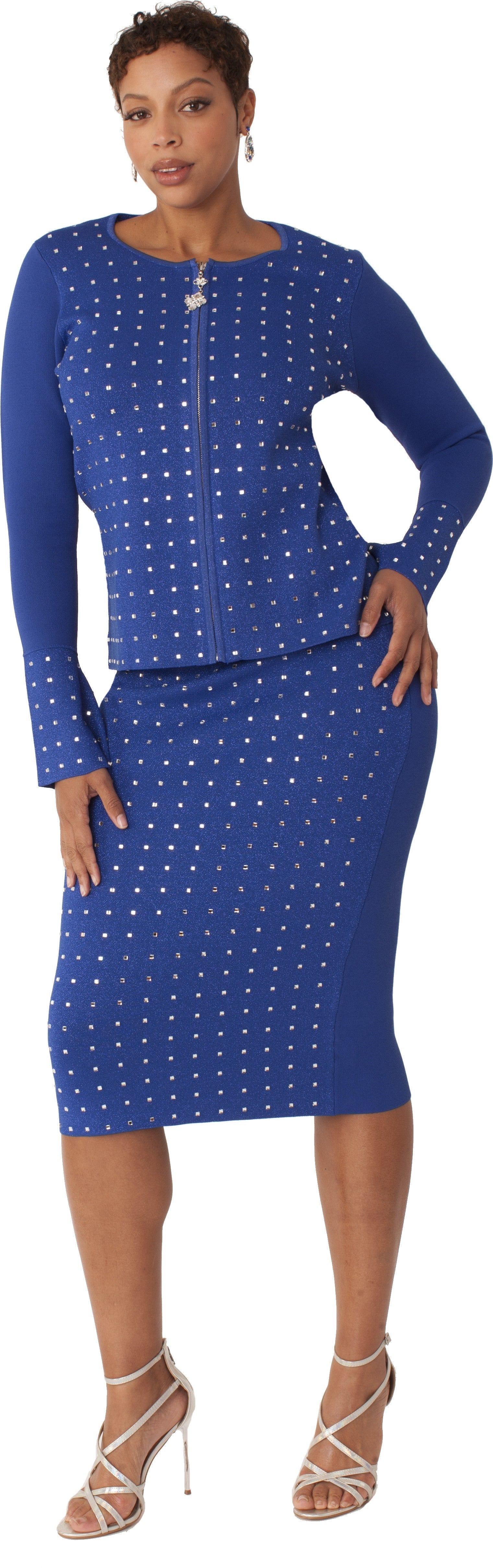 Crystal Dot Bell Sleeve Skirt Suit – 5350 by Tally Taylor