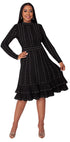 Black Knit Studded Dress with Ruffle Hem -5374 by Tally Taylor