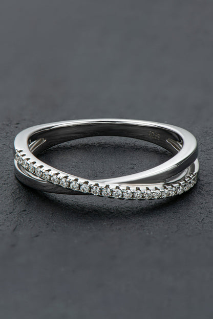 Platinum Over Pure Sterling Silver Crisscross Sparkala™ Ring by Sparkala