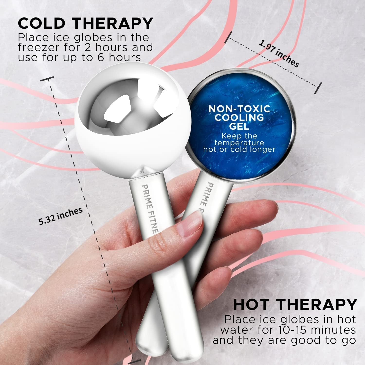 Ice Globes for Facials | Unbreakable Steel Cooling Roller | Cryo Sticks for Face | Massager for Face Neck &amp; Eyes | Skin Care for Dark Circles, Puffiness, Wrinkles, Collagen Production (White) by Korean Skin Care
