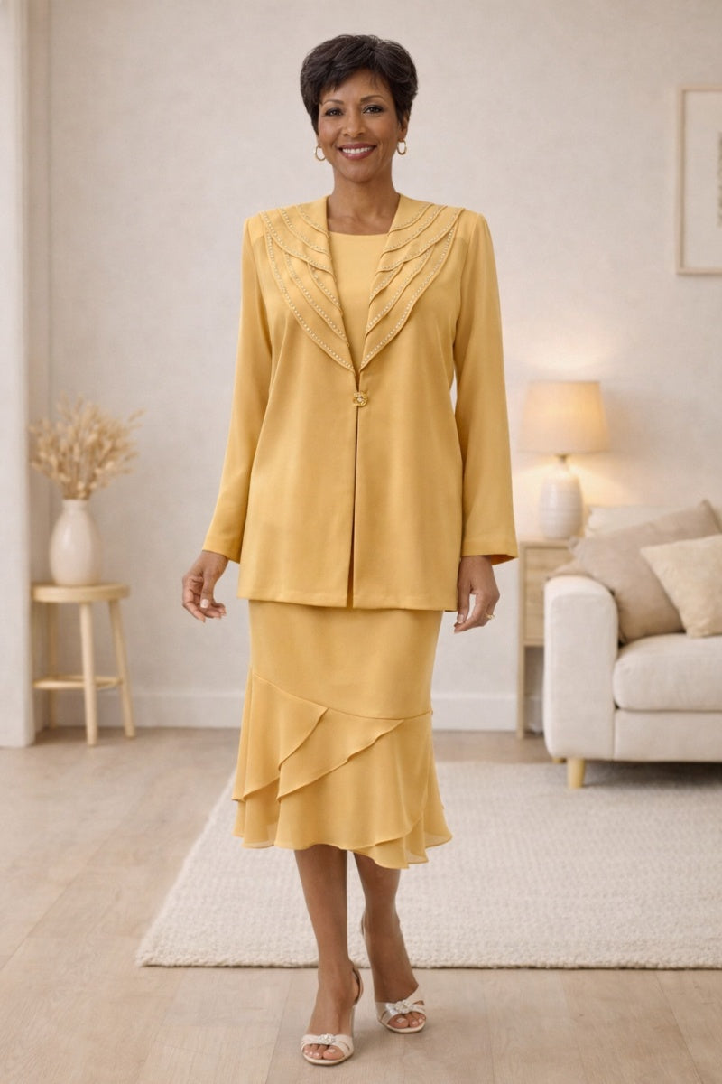 CLEARANCE - Hosanna 5567 Modest 3-Piece Outfit Set Ankle Length (Size L) by DiscountDressShop