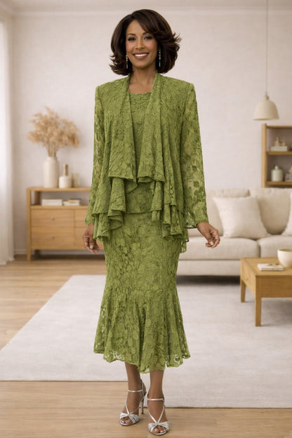 CLEARANCE - Hosanna 5608 Modest 3-Piece Set Olive Green Outfit(Size 5XL) by DiscountDressShop