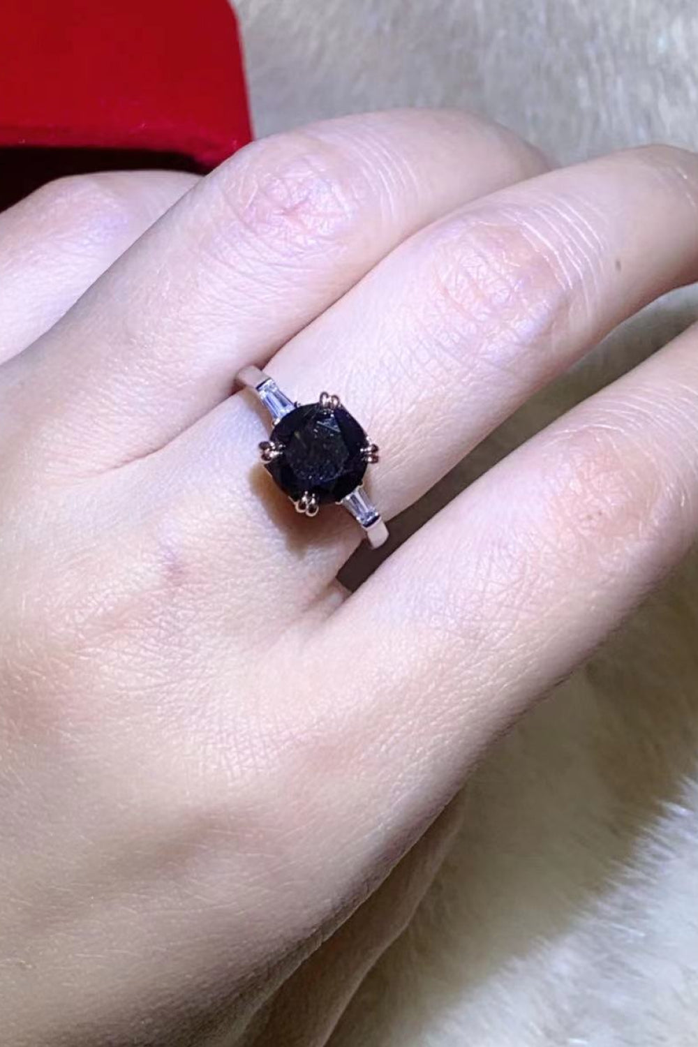 2 Carat Black Black Brilliant Round Cut Sparkala™ Platinum-Plated Ring by Sparkala