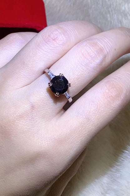 2 Carat Black Black Brilliant Round Cut Sparkala™ Platinum-Plated Ring by Sparkala
