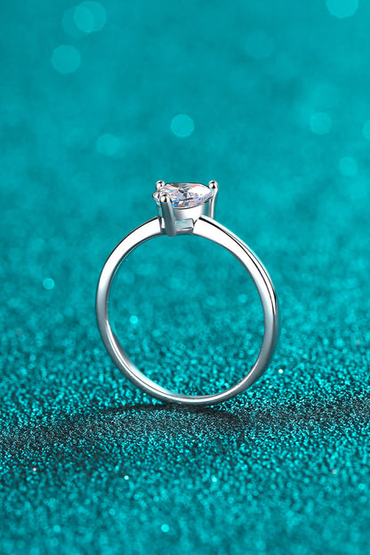 Rhodium Over Pure Sterling Silver Heart-Shaped Sparkala™ Solitaire Ring by Sparkala