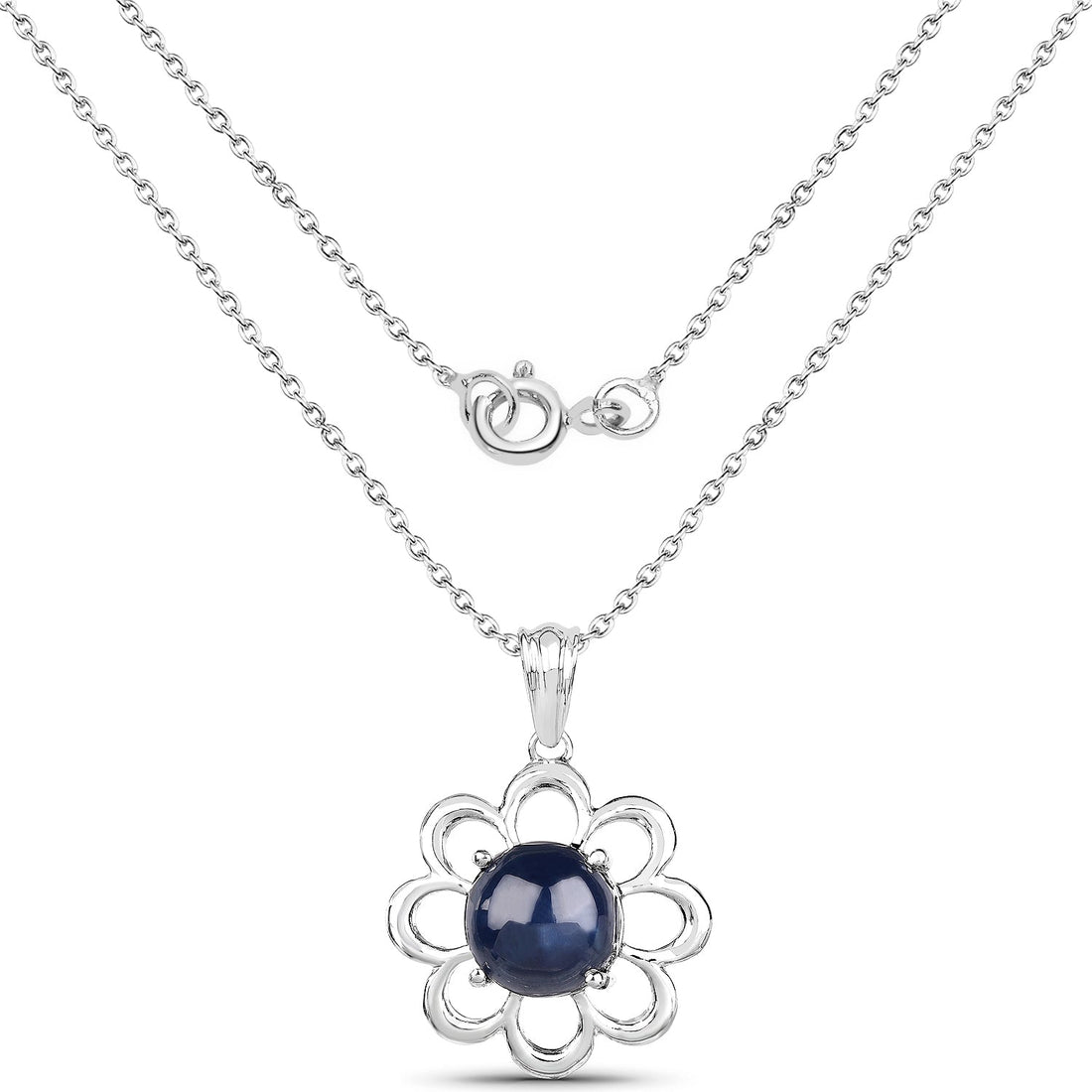 4.65 Carat Genuine Blue Sapphire .925 Sterling Silver Pendant