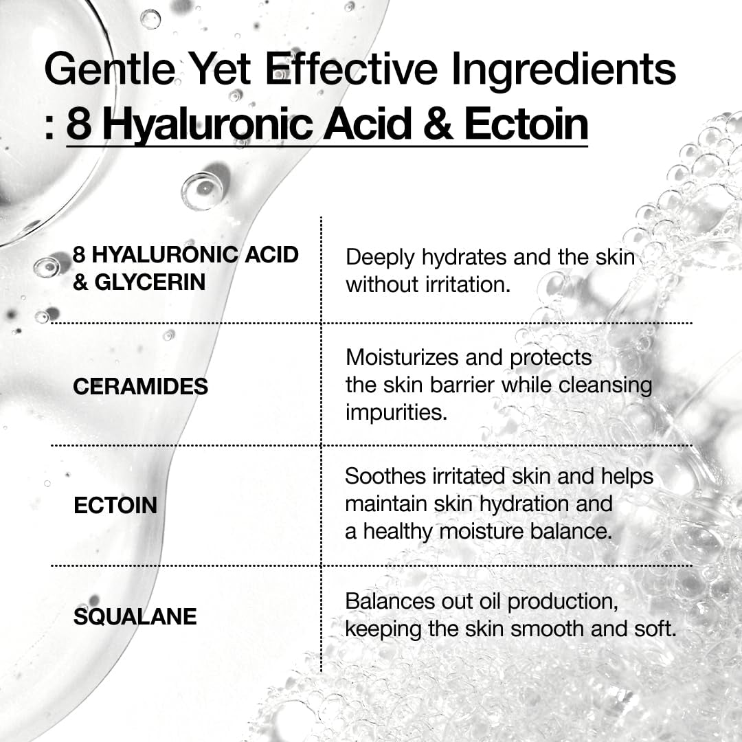 Moisturizing Gentle Gel Cleanser, Hyaluronic Acid, Squalane, Ceramide, Foaming Facial Korean Cleanser, Ph Balance, Daily Hydrating Face Wash, Korean Skincare (150Ml/5.07Fl Oz.) by Korean Skin Care