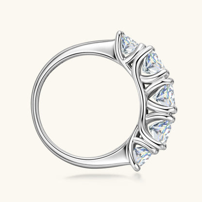 3.6 Carat 5 Stone Brilliant Round Cut Sparkala™ Pure Sterling Silver 5 Stone Ring by Sparkala