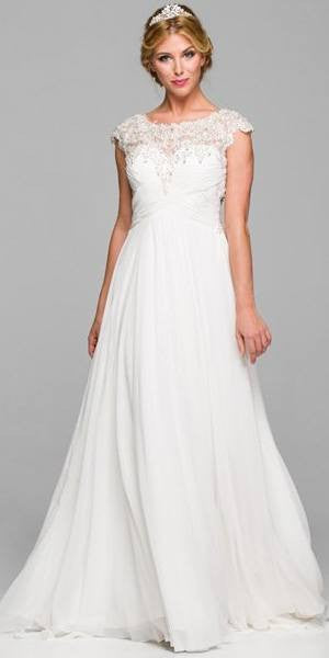 Juliet 585 A-Line Gown Cap Sleeve Empire Waist Full Length by DiscountDressShop