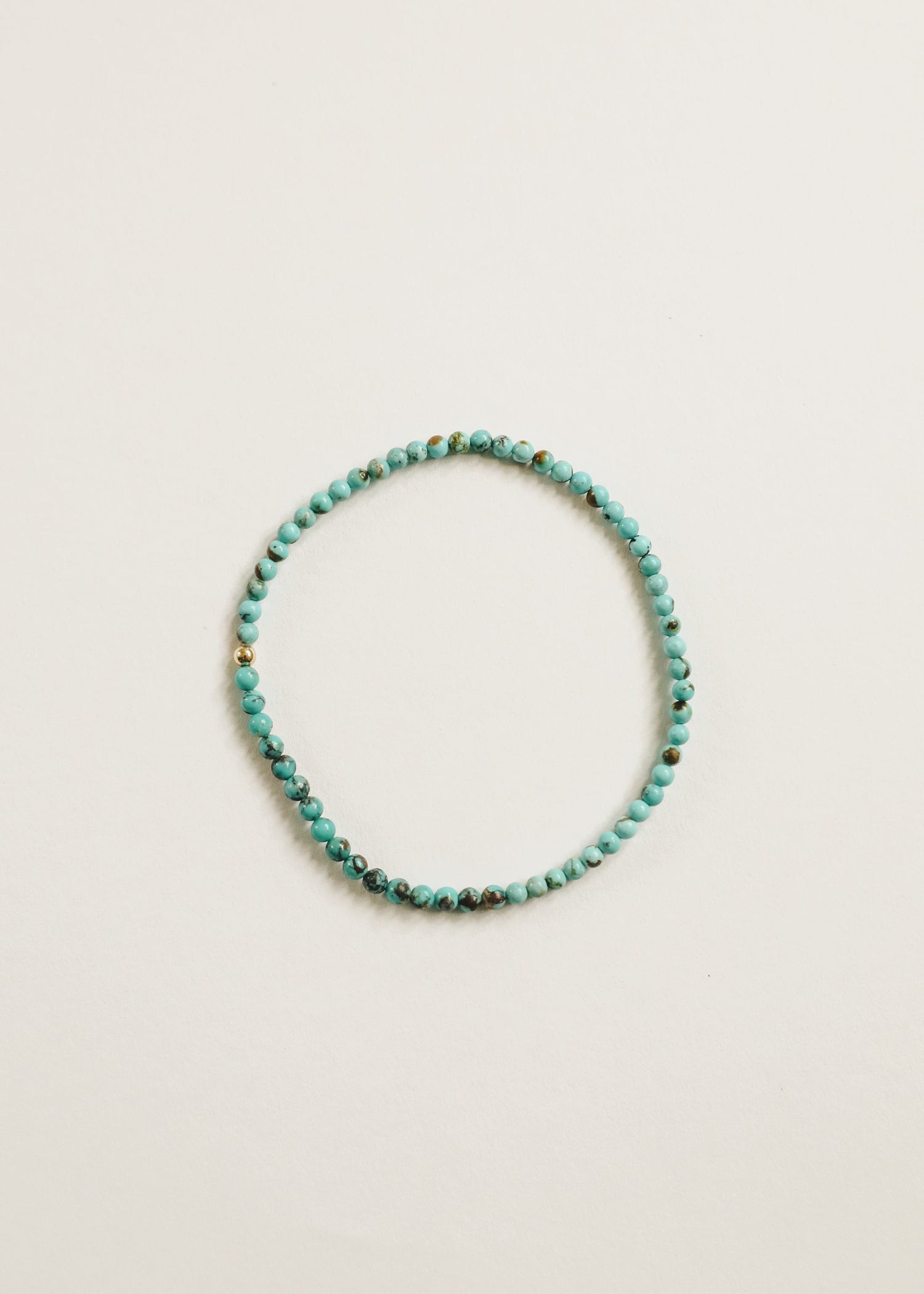 Natural Turquoise + 14K Gold Filled || Beaded Stretch Bracelet by CanyonLeaf