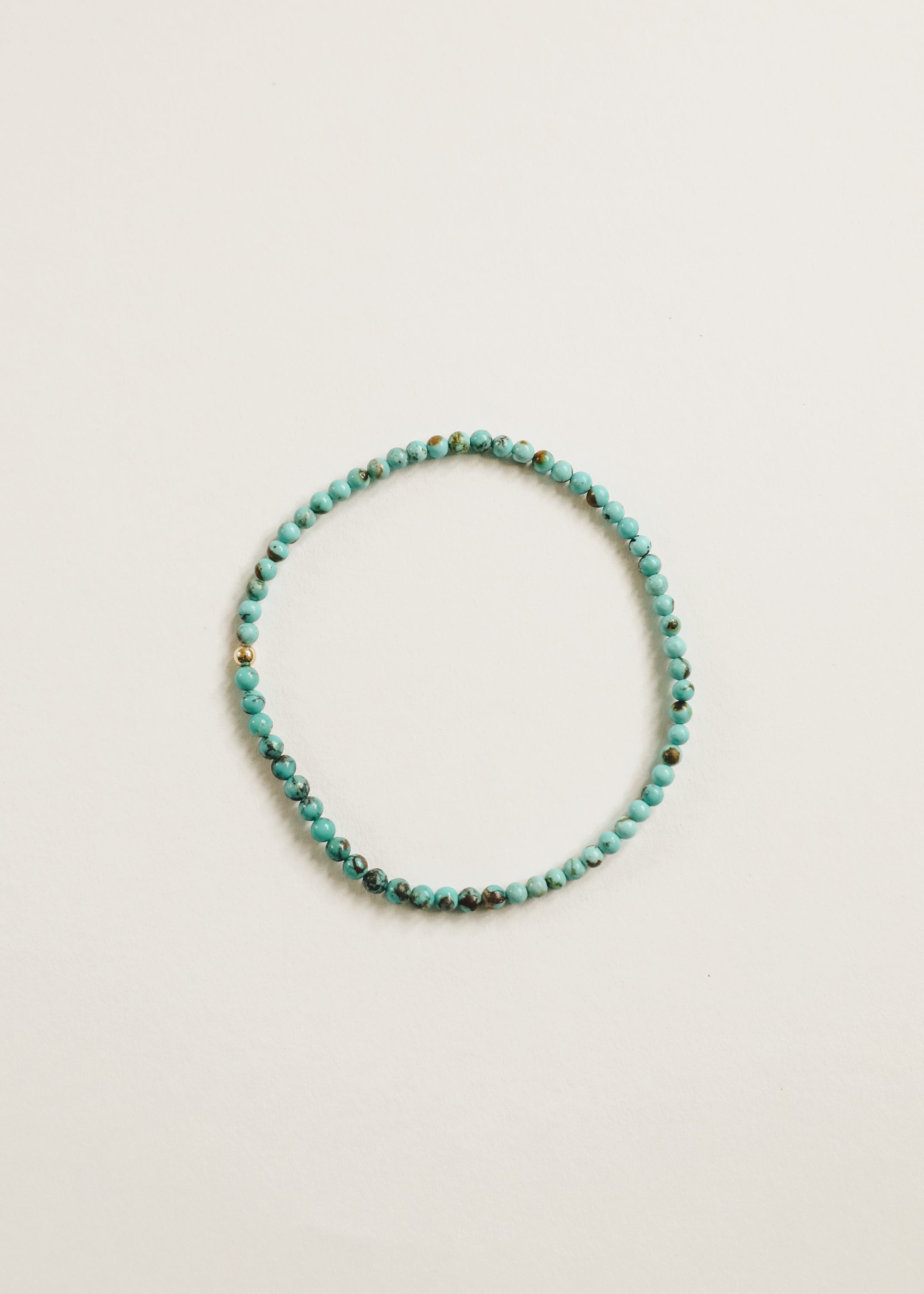 Natural Turquoise + 14K Gold Filled || Beaded Stretch Bracelet by CanyonLeaf