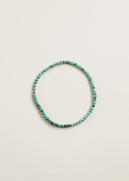 Natural Turquoise + 14K Gold Filled || Beaded Stretch Bracelet by CanyonLeaf