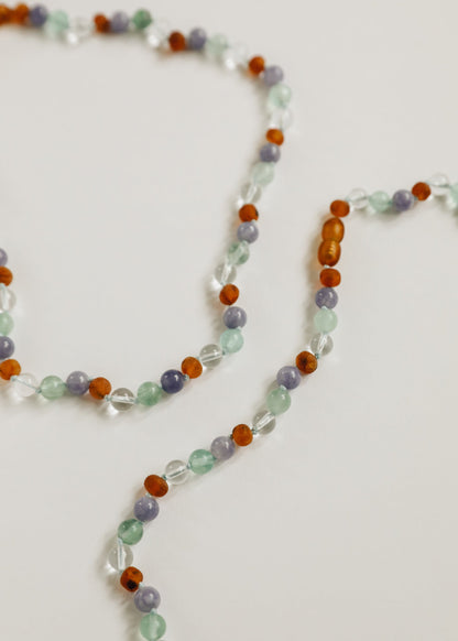 Baltic Sea Amber + Natural Gemstone || Beaded Necklace by CanyonLeaf