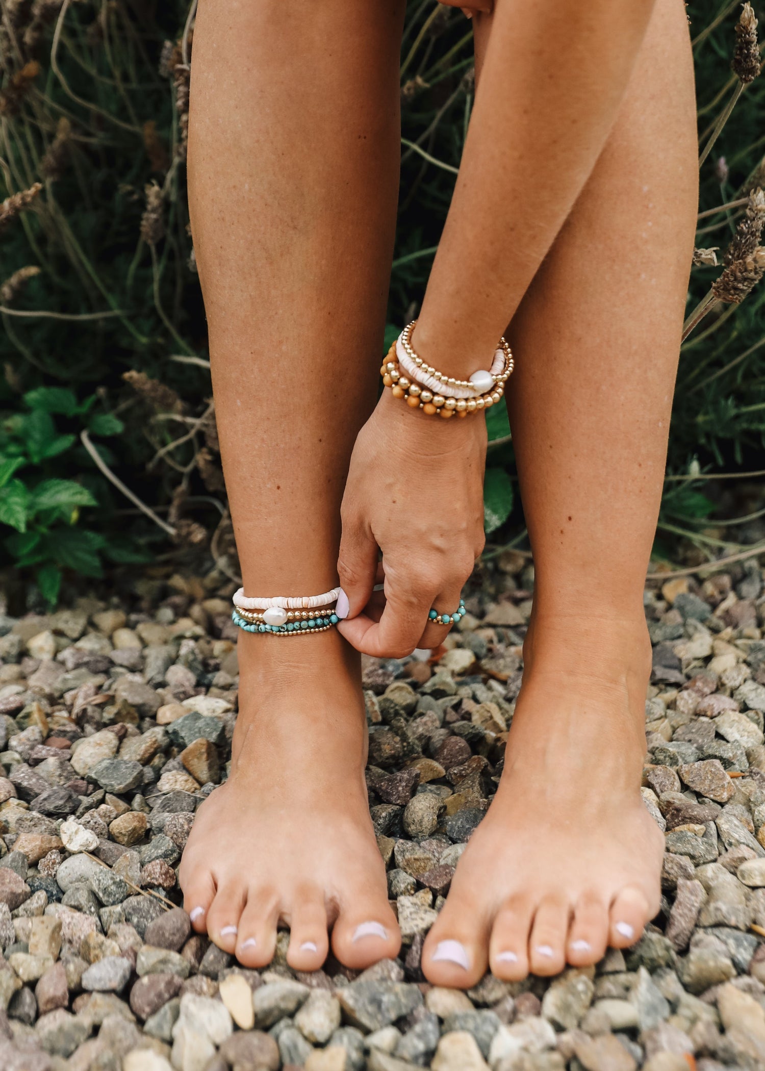 14K Gold Filled || Beaded Stretch Anklet by CanyonLeaf