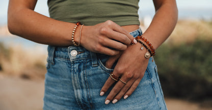 Baltic Sea Amber : 14k Gold Filled Beaded Sun + Moon || Adult Bracelets by CanyonLeaf
