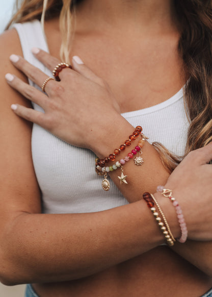 Baltic Sea Amber : 14k Gold Filled Beaded Sun + Moon || Adult Bracelets by CanyonLeaf