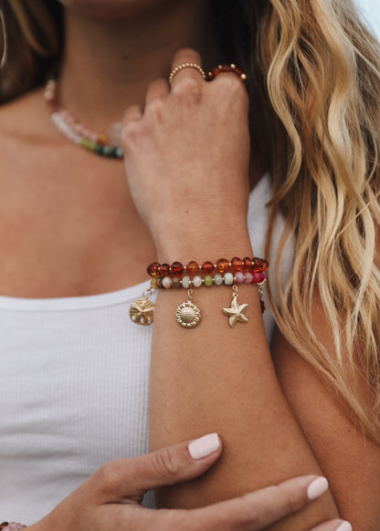 Baltic Sea Amber : 14k Gold Filled Beaded Sun + Moon || Adult Bracelets by CanyonLeaf