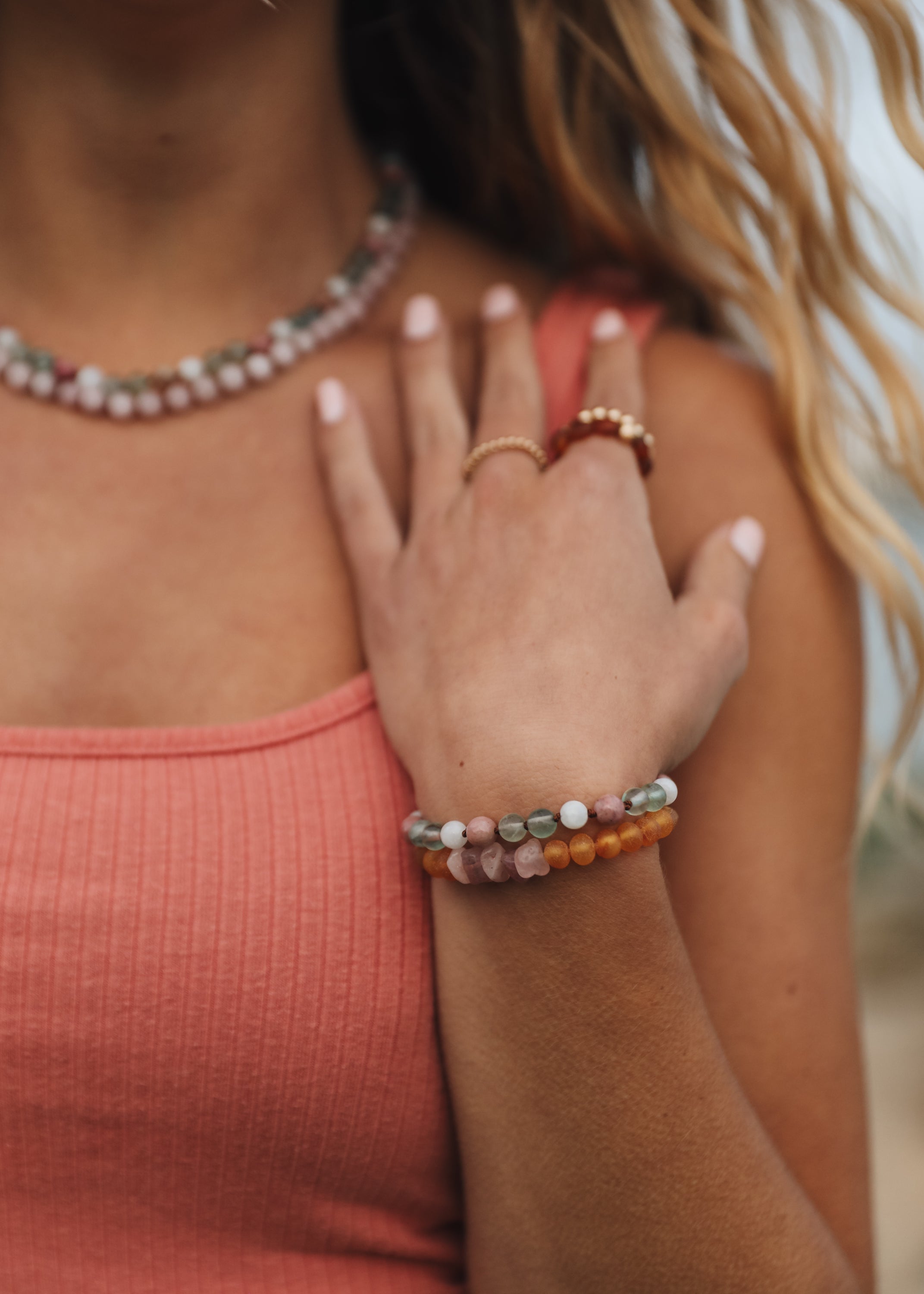 Pure Gemstone + Natural Rose Quartz || Beaded Necklace by CanyonLeaf