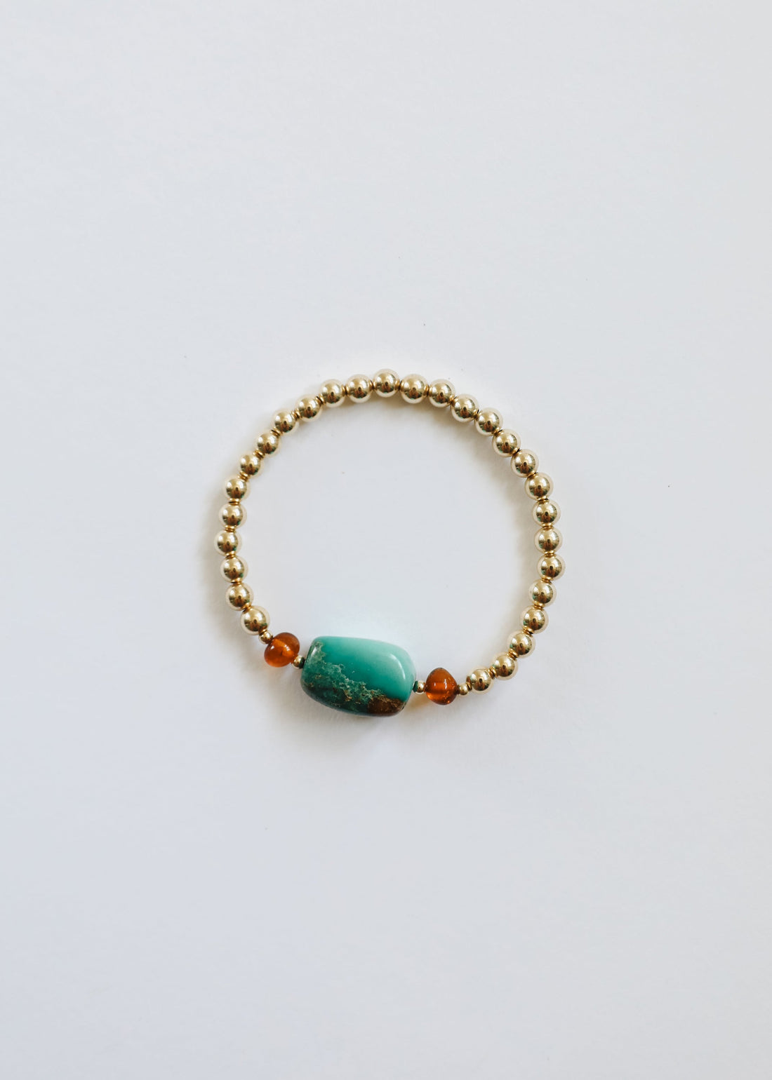 Natural Turquoise + Baltic Amber || 14K Gold Filled || Adult Stretch Bracelet by CanyonLeaf