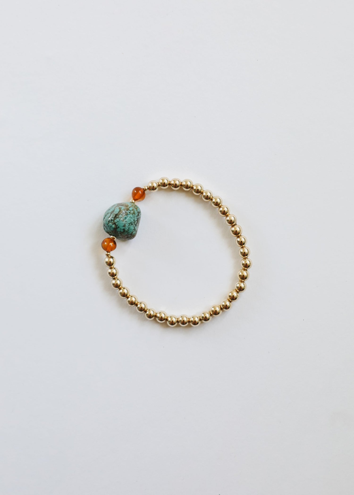 Natural Turquoise + Baltic Amber || 14K Gold Filled || Adult Stretch Bracelet by CanyonLeaf